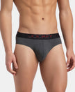 Super Combed Cotton Elastane Stretch Solid Brief with Ultrasoft Waistband - Charcoal Melange