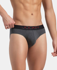 Super Combed Cotton Elastane Stretch Solid Brief with Ultrasoft Waistband - Charcoal Melange