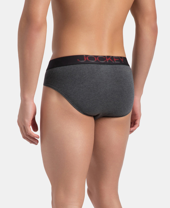 Super Combed Cotton Elastane Stretch Solid Brief with Ultrasoft Waistband - Charcoal Melange