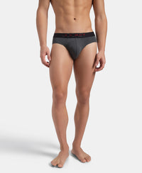 Super Combed Cotton Elastane Stretch Solid Brief with Ultrasoft Waistband - Charcoal Melange