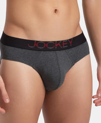 Super Combed Cotton Elastane Stretch Solid Brief with Ultrasoft Waistband - Charcoal Melange