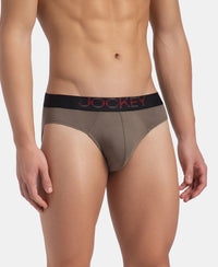 Super Combed Cotton Elastane Stretch Solid Brief with Ultrasoft Waistband - Dark Khaki