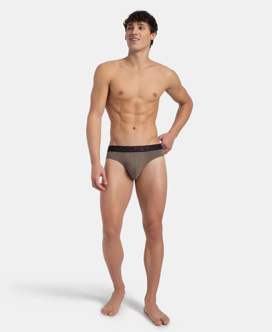 Super Combed Cotton Elastane Stretch Solid Brief with Ultrasoft Waistband - Dark Khaki