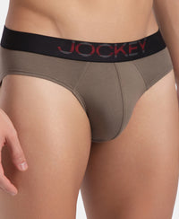 Super Combed Cotton Elastane Stretch Solid Brief with Ultrasoft Waistband - Dark Khaki