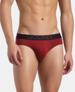 Super Combed Cotton Elastane Stretch Solid Brief with Ultrasoft Waistband - Sundried Tomato