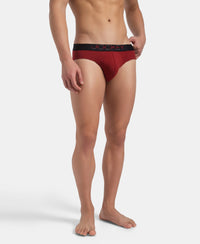 Super Combed Cotton Elastane Stretch Solid Brief with Ultrasoft Waistband - Sundried Tomato