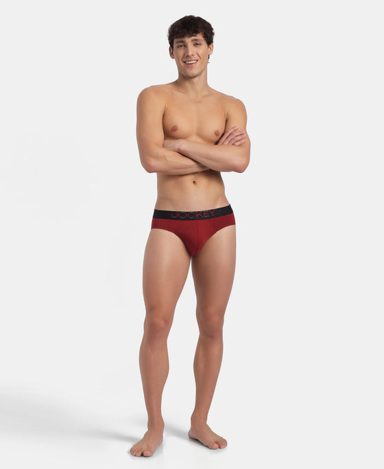 Super Combed Cotton Elastane Stretch Solid Brief with Ultrasoft Waistband - Sundried Tomato
