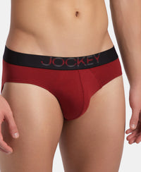 Super Combed Cotton Elastane Stretch Solid Brief with Ultrasoft Waistband - Sundried Tomato