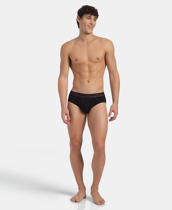Super Combed Cotton Solid Brief with Ultrasoft Waistband - Black