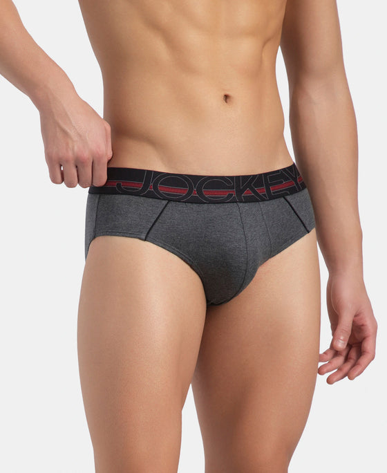 Super Combed Cotton Solid Brief with Ultrasoft Waistband - Charcoal Melange