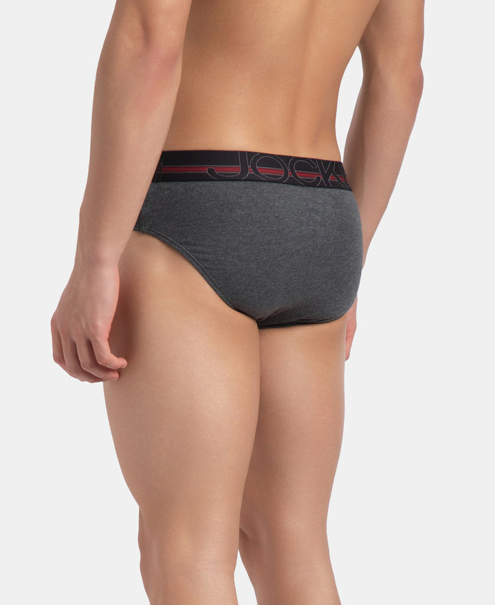 Super Combed Cotton Solid Brief with Ultrasoft Waistband - Charcoal Melange