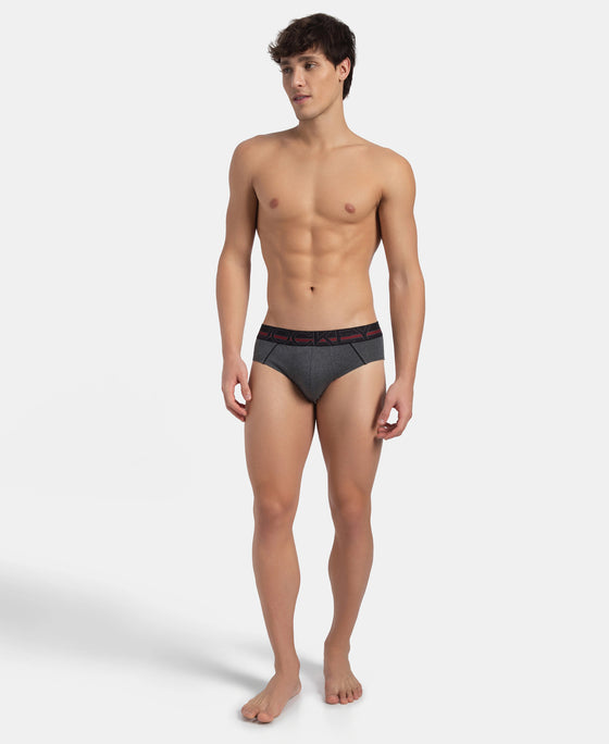 Super Combed Cotton Solid Brief with Ultrasoft Waistband - Charcoal Melange