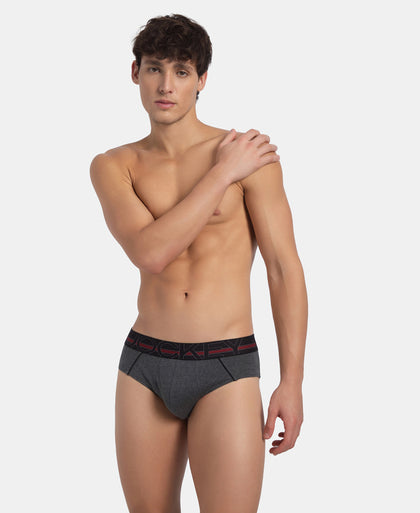 Super Combed Cotton Solid Brief with Ultrasoft Waistband - Charcoal Melange