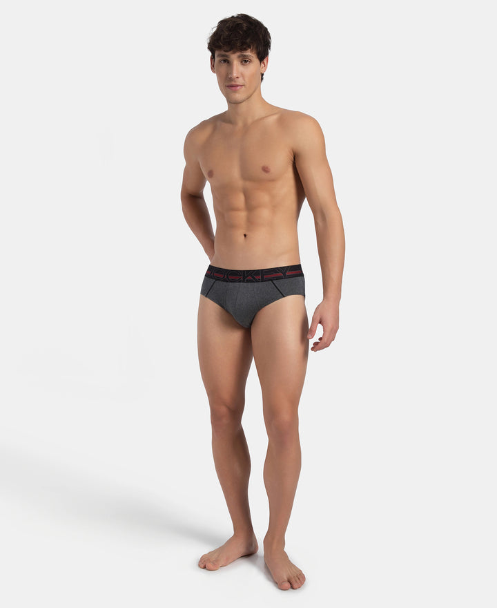 Super Combed Cotton Solid Brief with Ultrasoft Waistband - Charcoal Melange