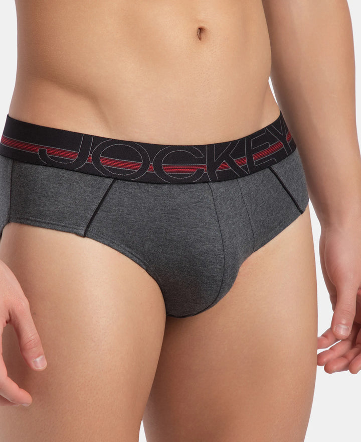 Super Combed Cotton Solid Brief with Ultrasoft Waistband - Charcoal Melange
