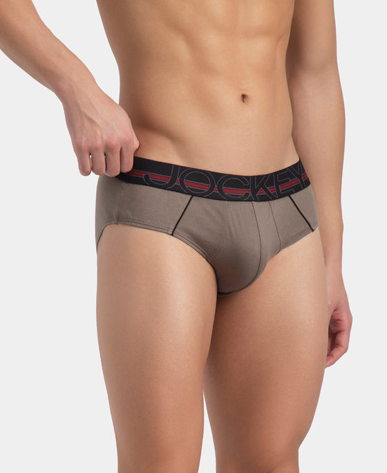 Super Combed Cotton Solid Brief with Ultrasoft Waistband - Dark Khaki