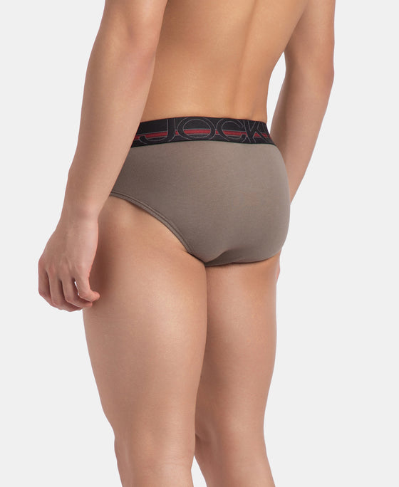 Super Combed Cotton Solid Brief with Ultrasoft Waistband - Dark Khaki