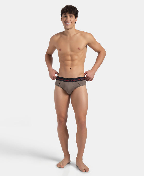 Super Combed Cotton Solid Brief with Ultrasoft Waistband - Dark Khaki