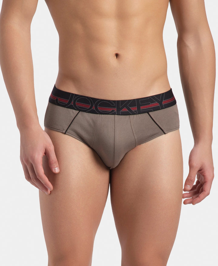 Super Combed Cotton Solid Brief with Ultrasoft Waistband - Dark Khaki (Pack of 2)