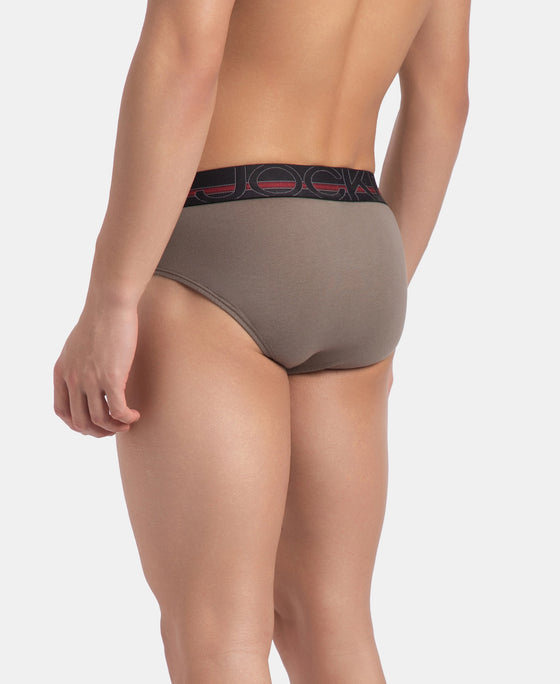 Super Combed Cotton Solid Brief with Ultrasoft Waistband - Dark Khaki (Pack of 2)