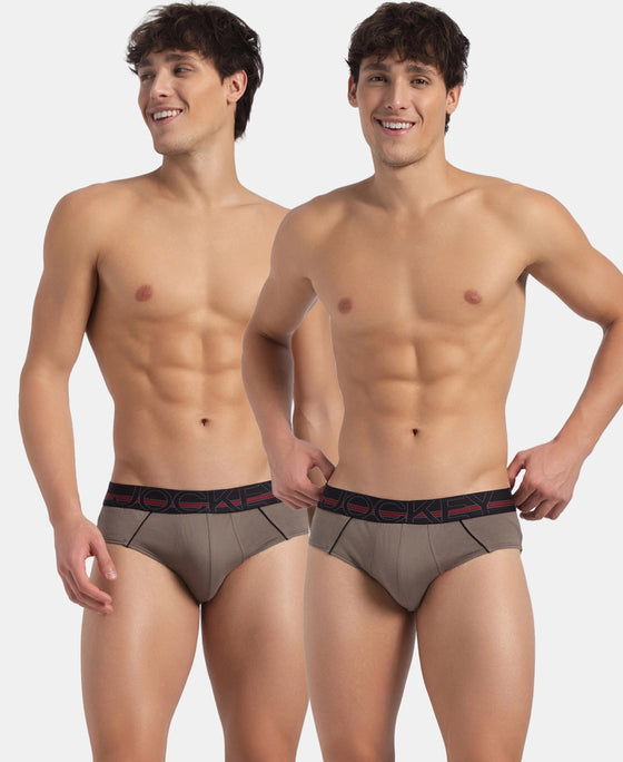 Super Combed Cotton Solid Brief with Ultrasoft Waistband - Dark Khaki (Pack of 2)