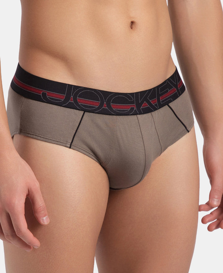 Super Combed Cotton Solid Brief with Ultrasoft Waistband - Dark Khaki (Pack of 2)