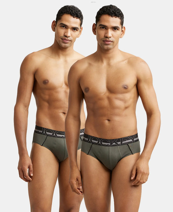 Super Combed Cotton Solid Brief with Ultrasoft Waistband - Deep Olive (Pack of 2)