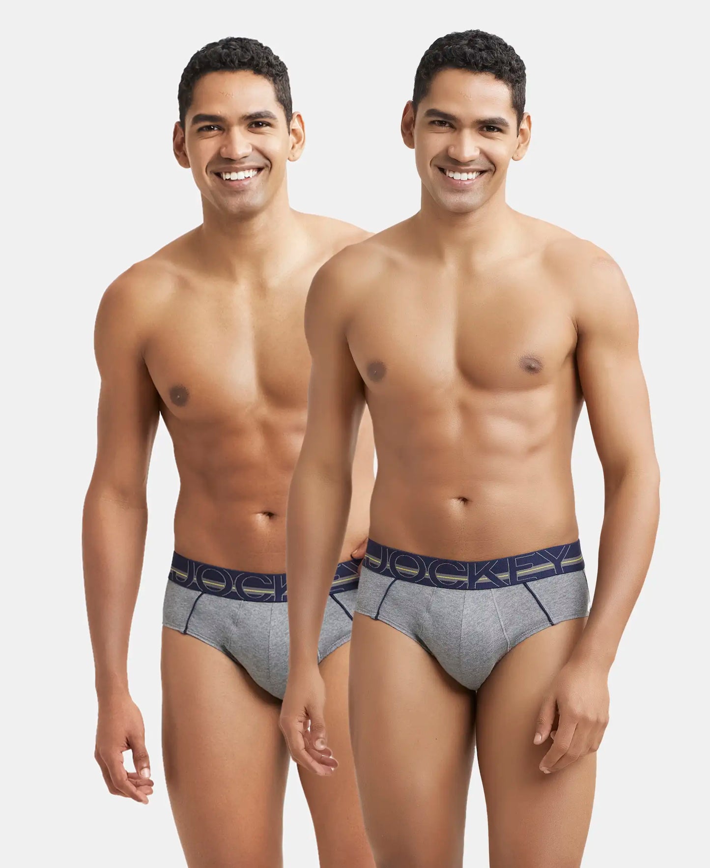 Super Combed Cotton Solid Brief with Ultrasoft Waistband - Mid Grey Melange (Pack of 2)