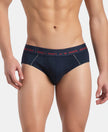 Super Combed Cotton Solid Brief with Ultrasoft Waistband - Navy