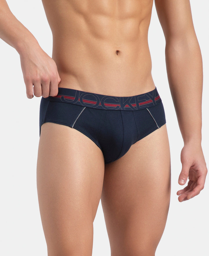 Super Combed Cotton Solid Brief with Ultrasoft Waistband - Navy