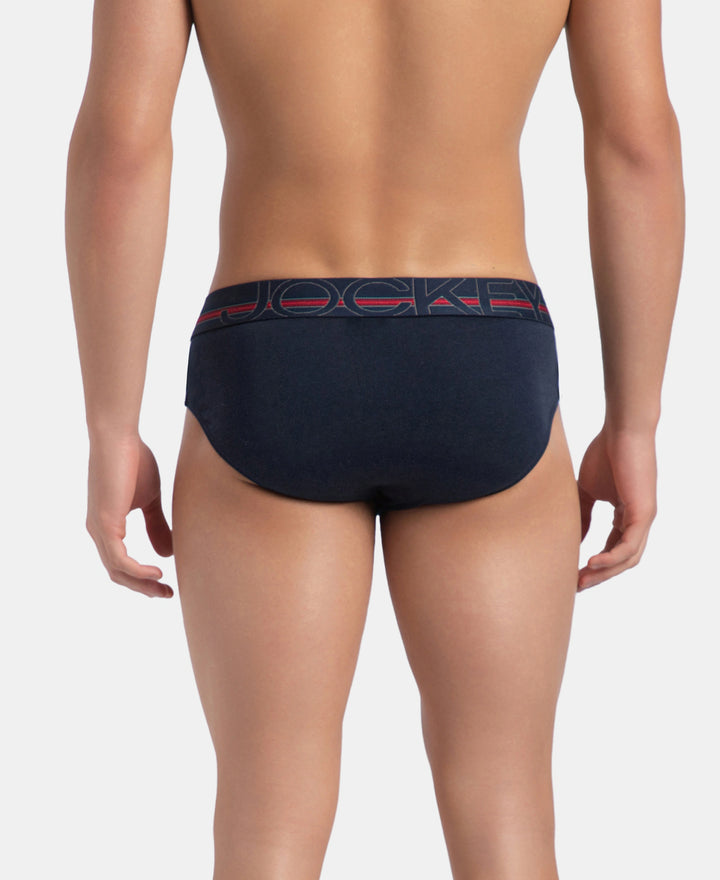 Super Combed Cotton Solid Brief with Ultrasoft Waistband - Navy