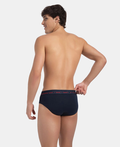Super Combed Cotton Solid Brief with Ultrasoft Waistband - Navy