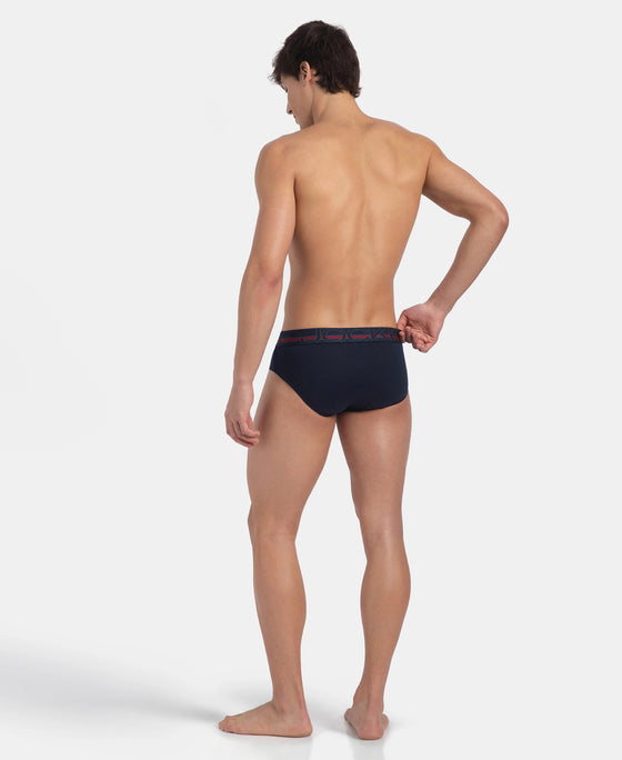 Super Combed Cotton Solid Brief with Ultrasoft Waistband - Navy