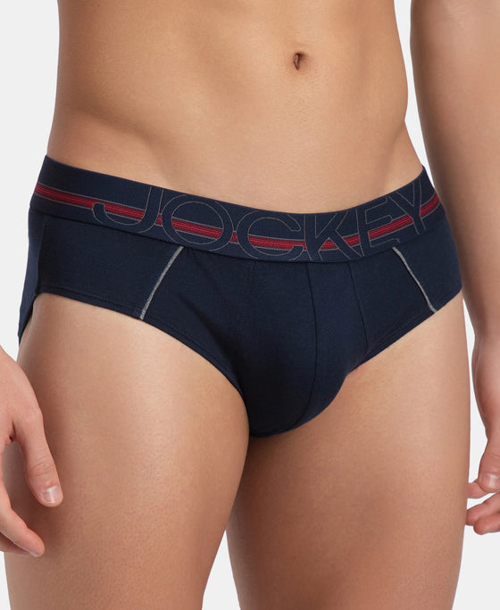 Super Combed Cotton Solid Brief with Ultrasoft Waistband - Navy
