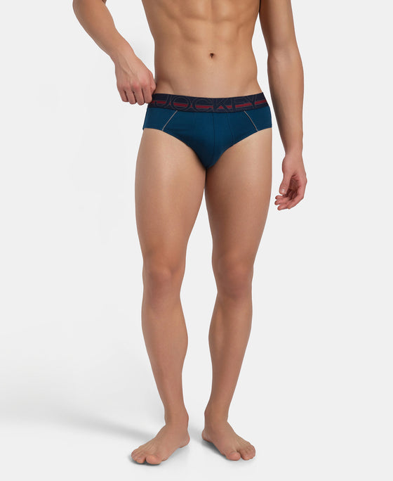 Super Combed Cotton Solid Brief with Ultrasoft Waistband - Poseidon