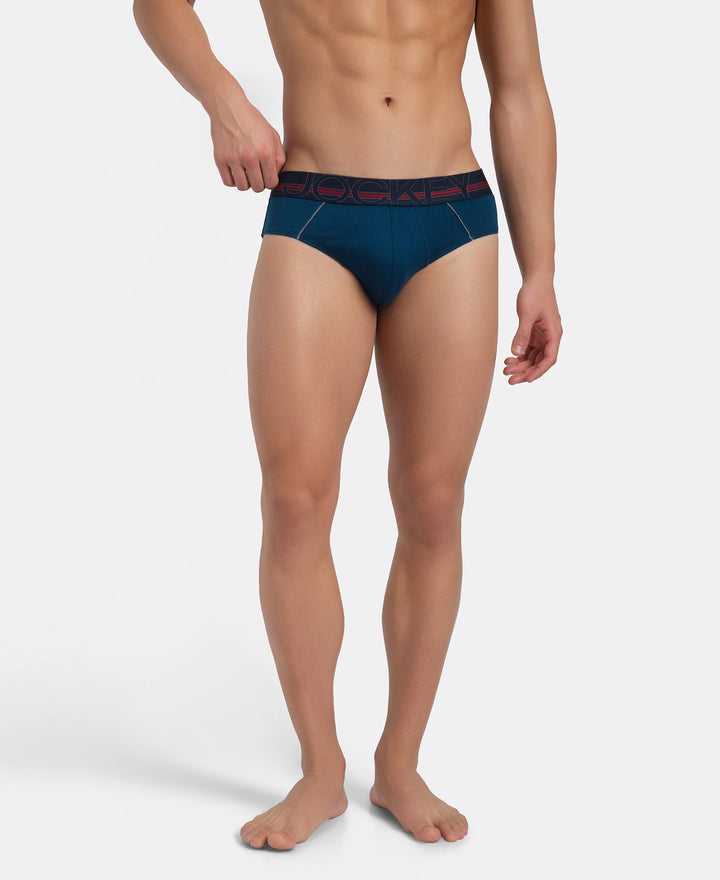 Super Combed Cotton Solid Brief with Ultrasoft Waistband - Poseidon