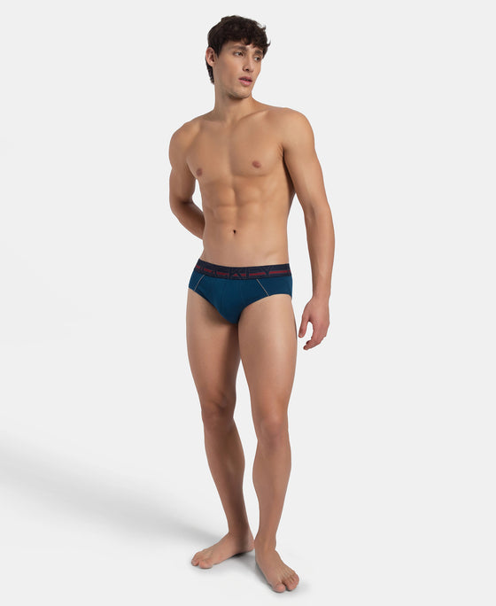 Super Combed Cotton Solid Brief with Ultrasoft Waistband - Poseidon