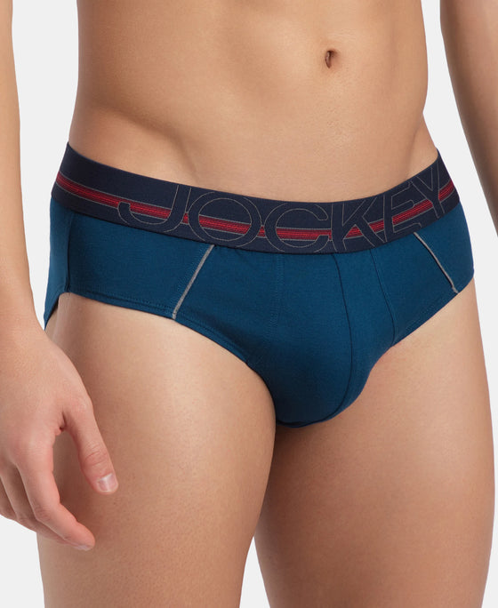 Super Combed Cotton Solid Brief with Ultrasoft Waistband - Poseidon