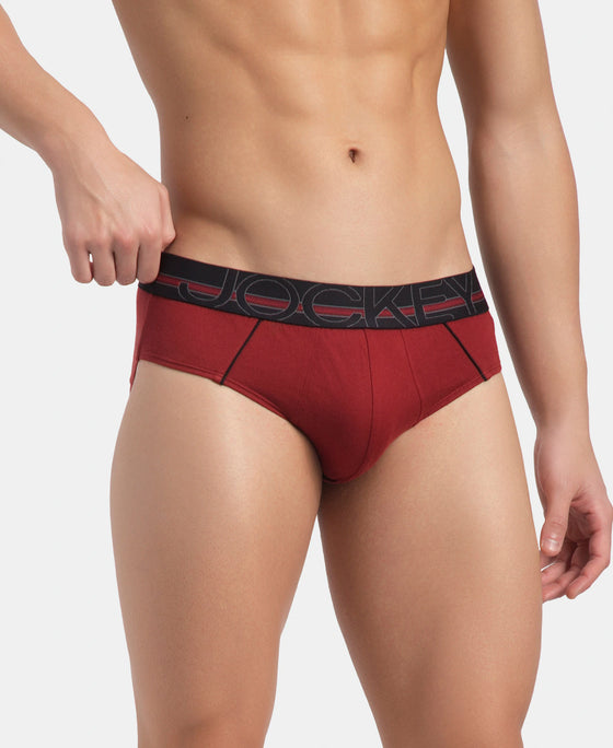 Super Combed Cotton Solid Brief with Ultrasoft Waistband - Sundried Tomato