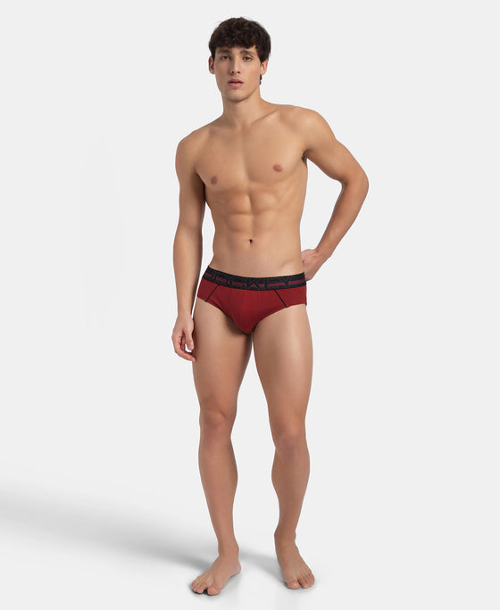Super Combed Cotton Solid Brief with Ultrasoft Waistband - Sundried Tomato