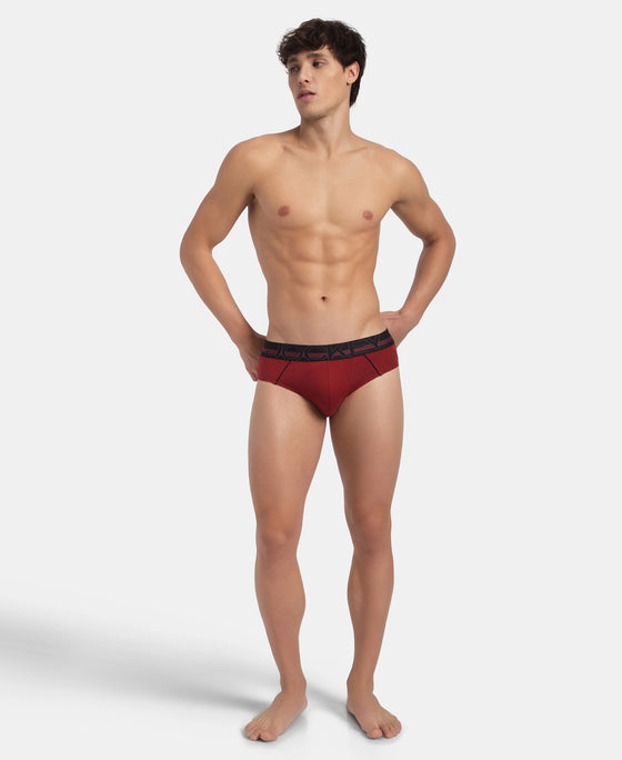 Super Combed Cotton Solid Brief with Ultrasoft Waistband - Sundried Tomato