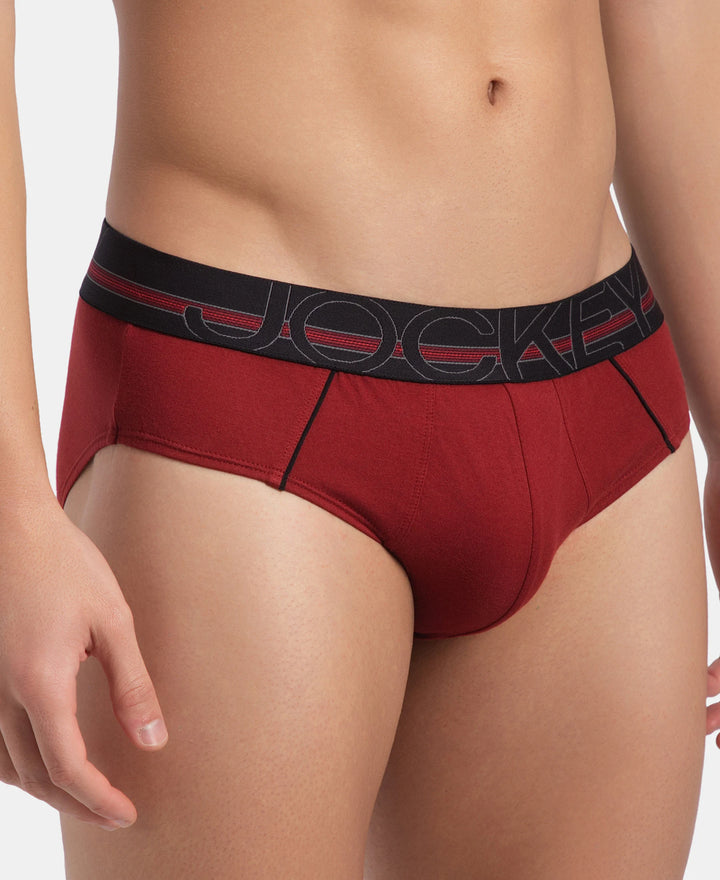Super Combed Cotton Solid Brief with Ultrasoft Waistband - Sundried Tomato