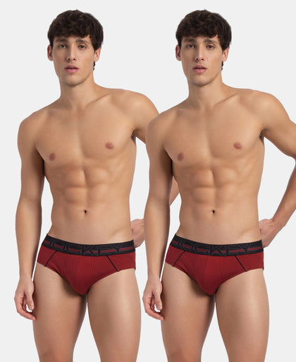 Super Combed Cotton Solid Brief with Ultrasoft Waistband - Sundried Tomato (Pack of 2)