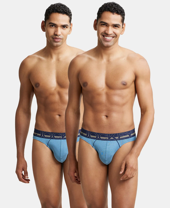 Super Combed Cotton Rib Solid Brief with Ultrasoft Waistband - Aegean Blue (Pack of 2)