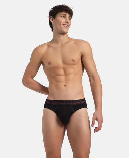 Super Combed Cotton Rib Solid Brief with Ultrasoft Waistband - Black