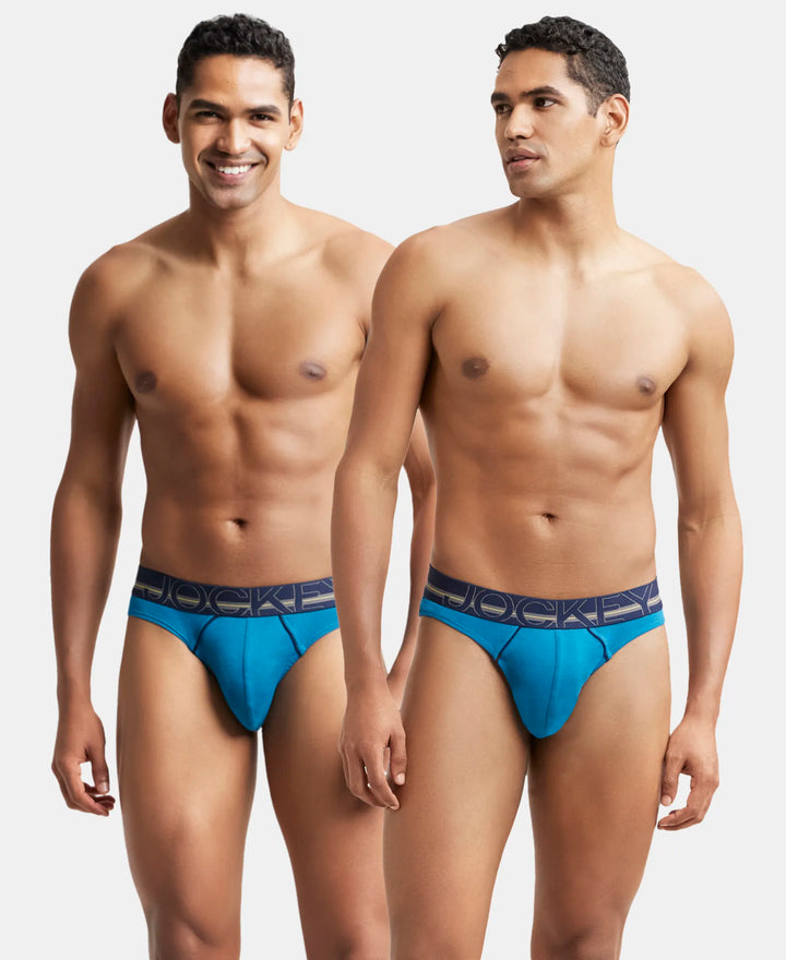 Super Combed Cotton Rib Solid Brief with Ultrasoft Waistband - Celestial (Pack of 2)