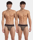 Super Combed Cotton Rib Solid Brief with Ultrasoft Waistband - Dark Khaki (Pack of 2)
