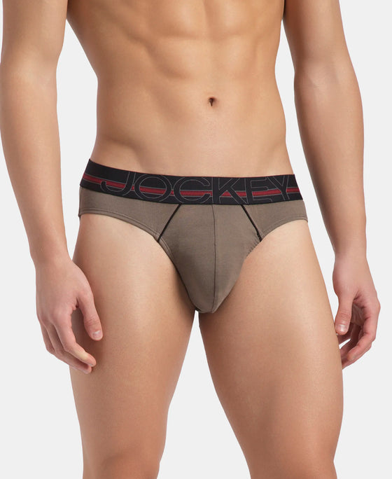 Super Combed Cotton Rib Solid Brief with Ultrasoft Waistband - Dark Khaki (Pack of 2)