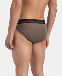 Super Combed Cotton Rib Solid Brief with Ultrasoft Waistband - Dark Khaki (Pack of 2)