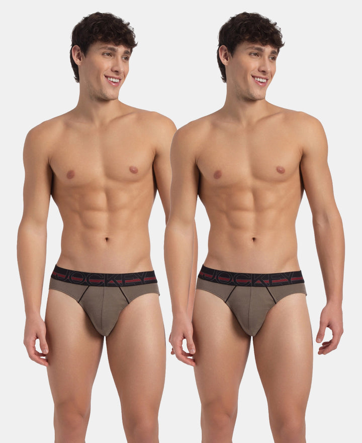Super Combed Cotton Rib Solid Brief with Ultrasoft Waistband - Dark Khaki (Pack of 2)